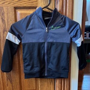 Nike Kids Jacket in Black and Dark Gray with Neon Green Swoosh